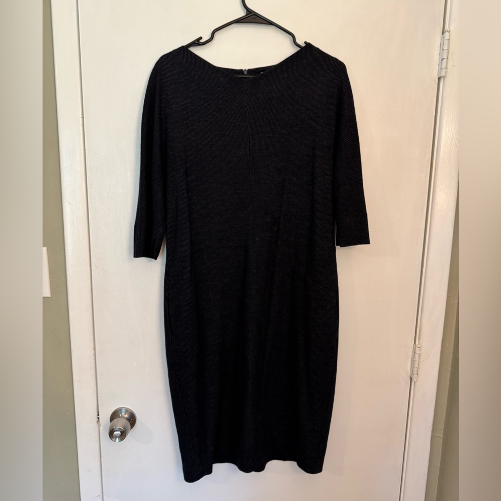 MM Lafleur Classic grey wool Long Sleeve Dress